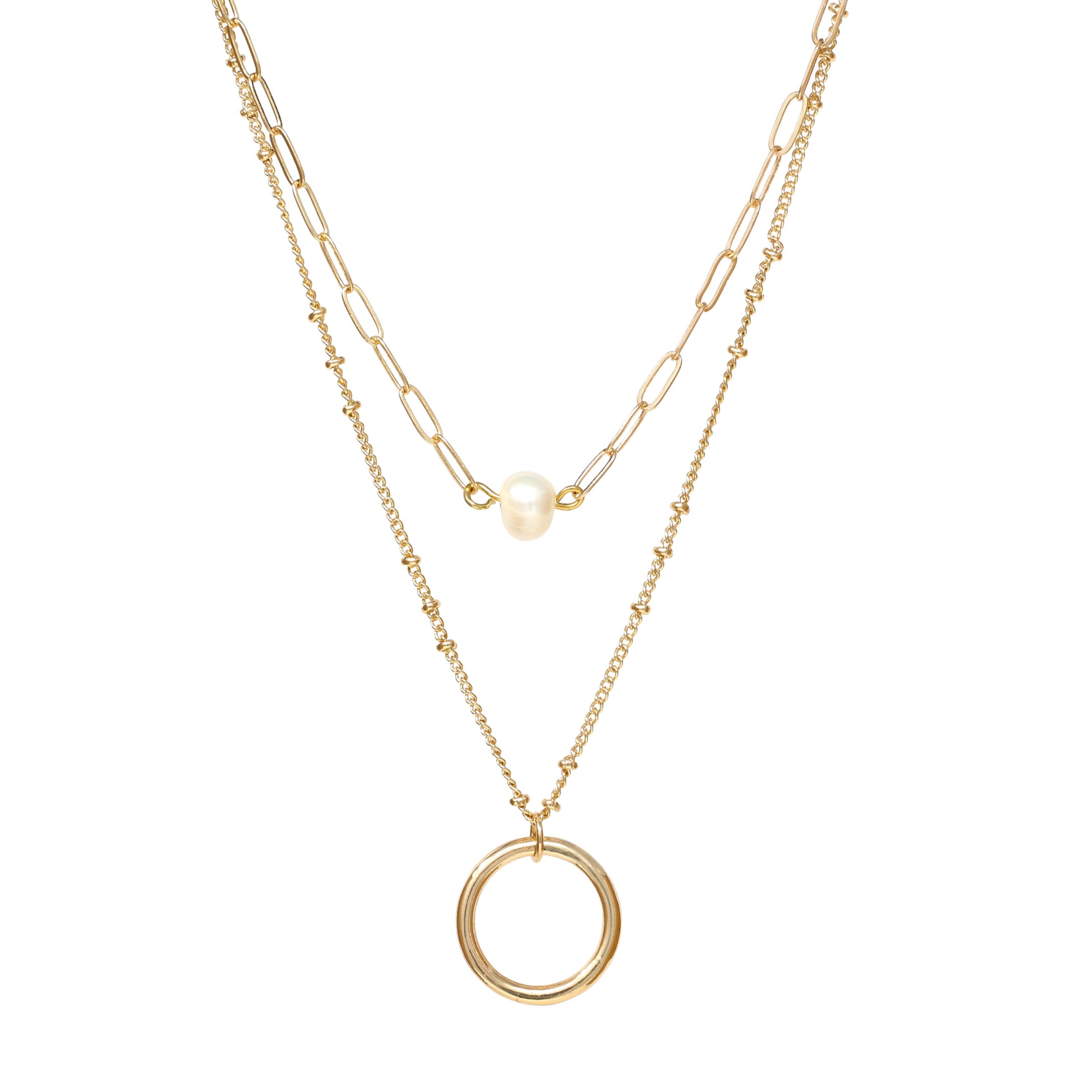 2 Layer Necklace with Pearl