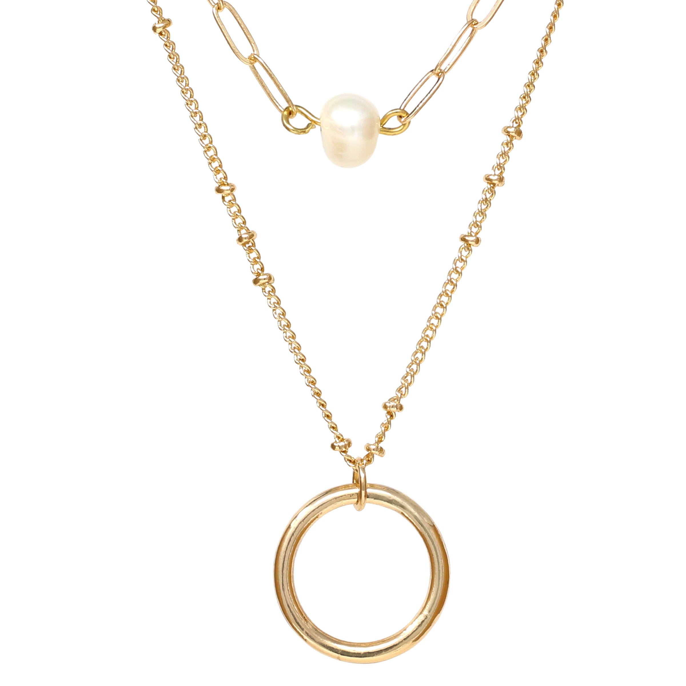 2 Layer Necklace with Pearl
