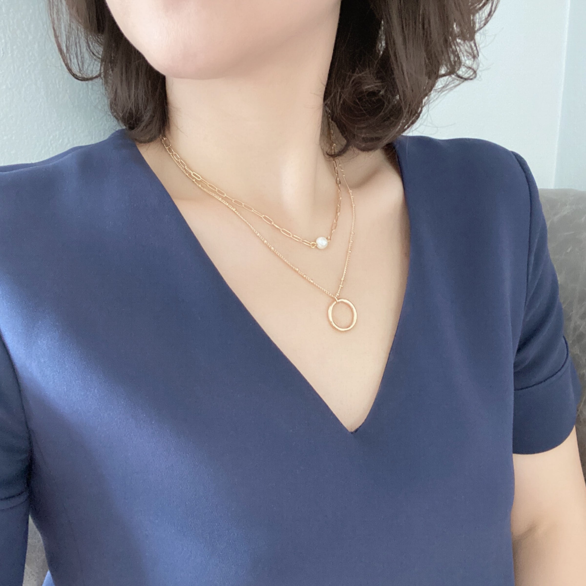2 Layer Necklace with Pearl