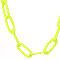 Featuring a stunning paperclip chain short necklace in a pop of vibrant neon yellow color to your outfit.
