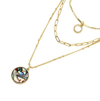 Abalone Charm Modern Triple Layer Necklace