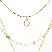 Abalone Charm Modern Triple Layer Necklace
