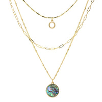 Abalone Charm Modern Triple Layer Necklace