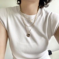 Abalone Charm Modern Triple Layer Necklace