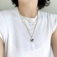 Abalone Charm Modern Triple Layer Necklace