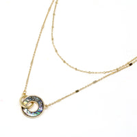 Double Layered Abalone Interlocking Charm Necklace