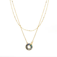 Double Layered Abalone Interlocking Charm Necklace