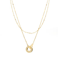 Double Layered Abalone Interlocking Charm Necklace