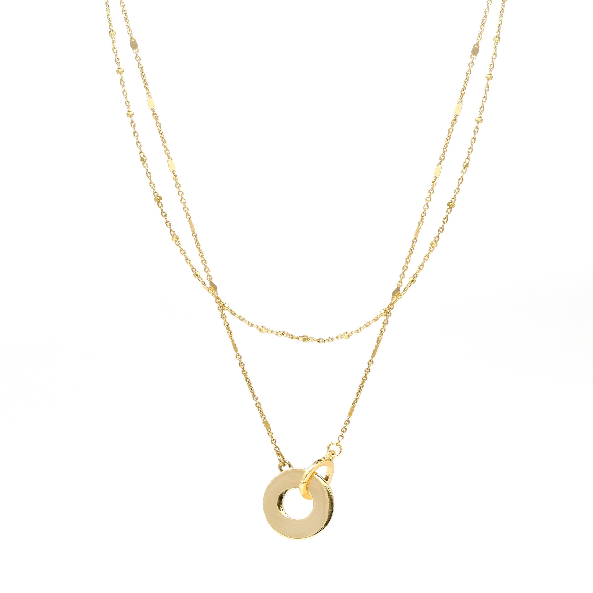 Double Layered Abalone Interlocking Charm Necklace