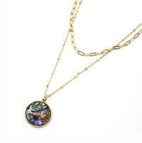Double Layered Abalone Charm Necklace