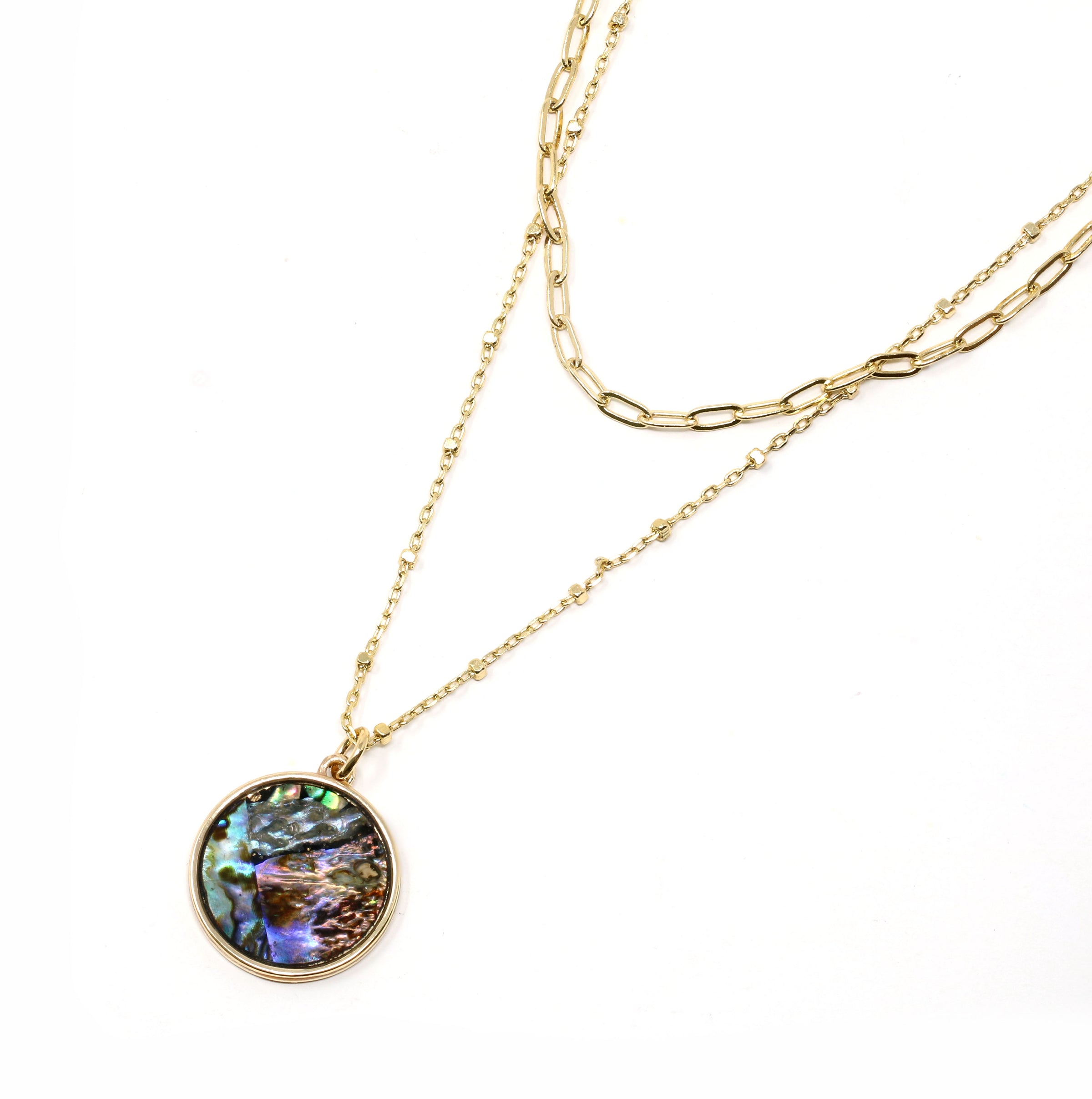 Double Layered Abalone Charm Necklace
