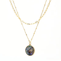 Double Layered Abalone Charm Necklace