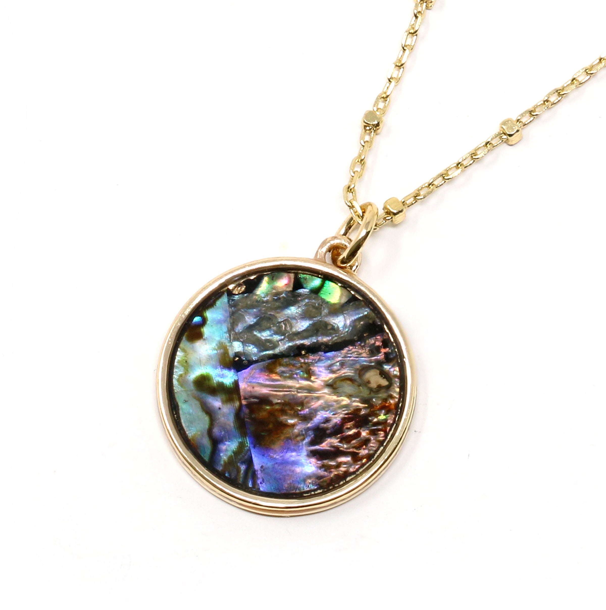 Double Layered Abalone Charm Necklace