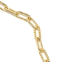 Gold Filled Textured Paperclip Chain Necklace