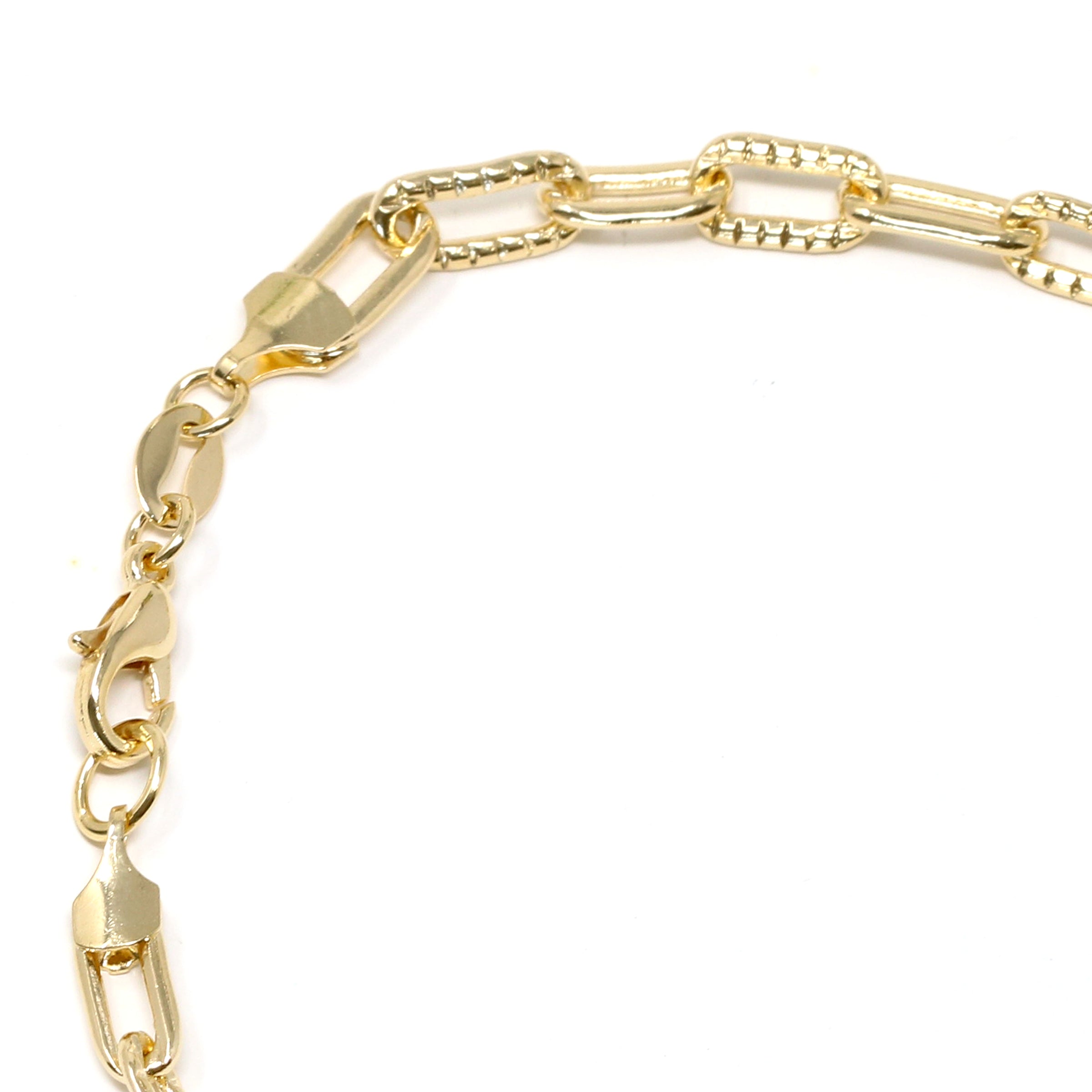 Gold Filled Textured Paperclip Chain Necklace