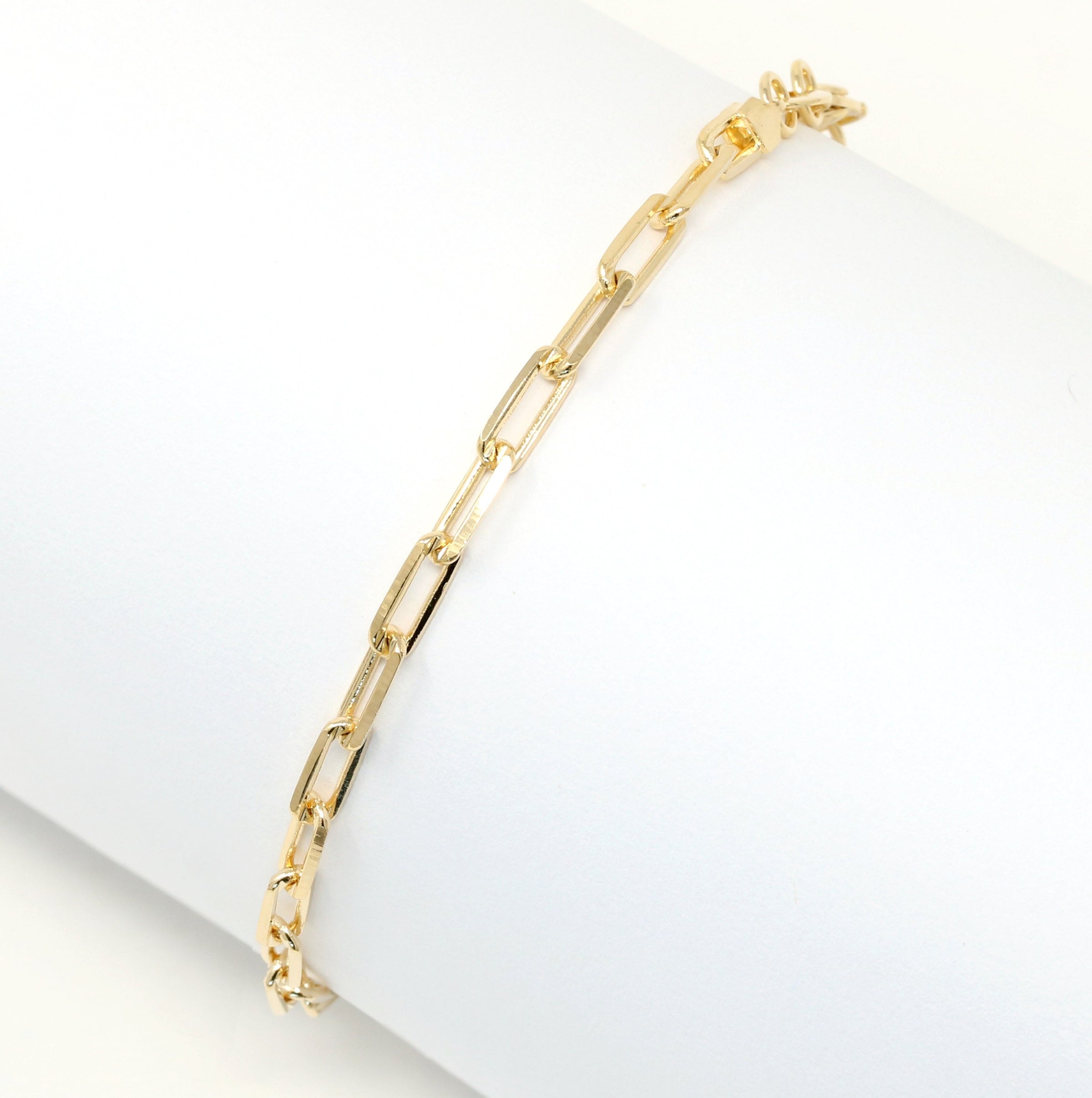 Gold Filled Thin Paperclip Chain Bracelet