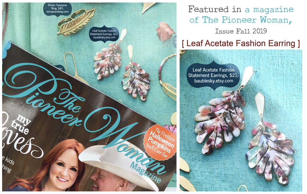 Leaf Acetate Statement Earring - Bauble Sky