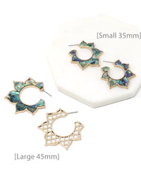 Floral Abalone Shell Hoop Earrings
