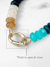 Multicolor Beaded Elastic Bracelet with Carabiner Clasp
