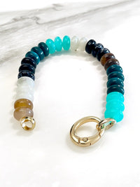 Multicolor Beaded Elastic Bracelet with Carabiner Clasp