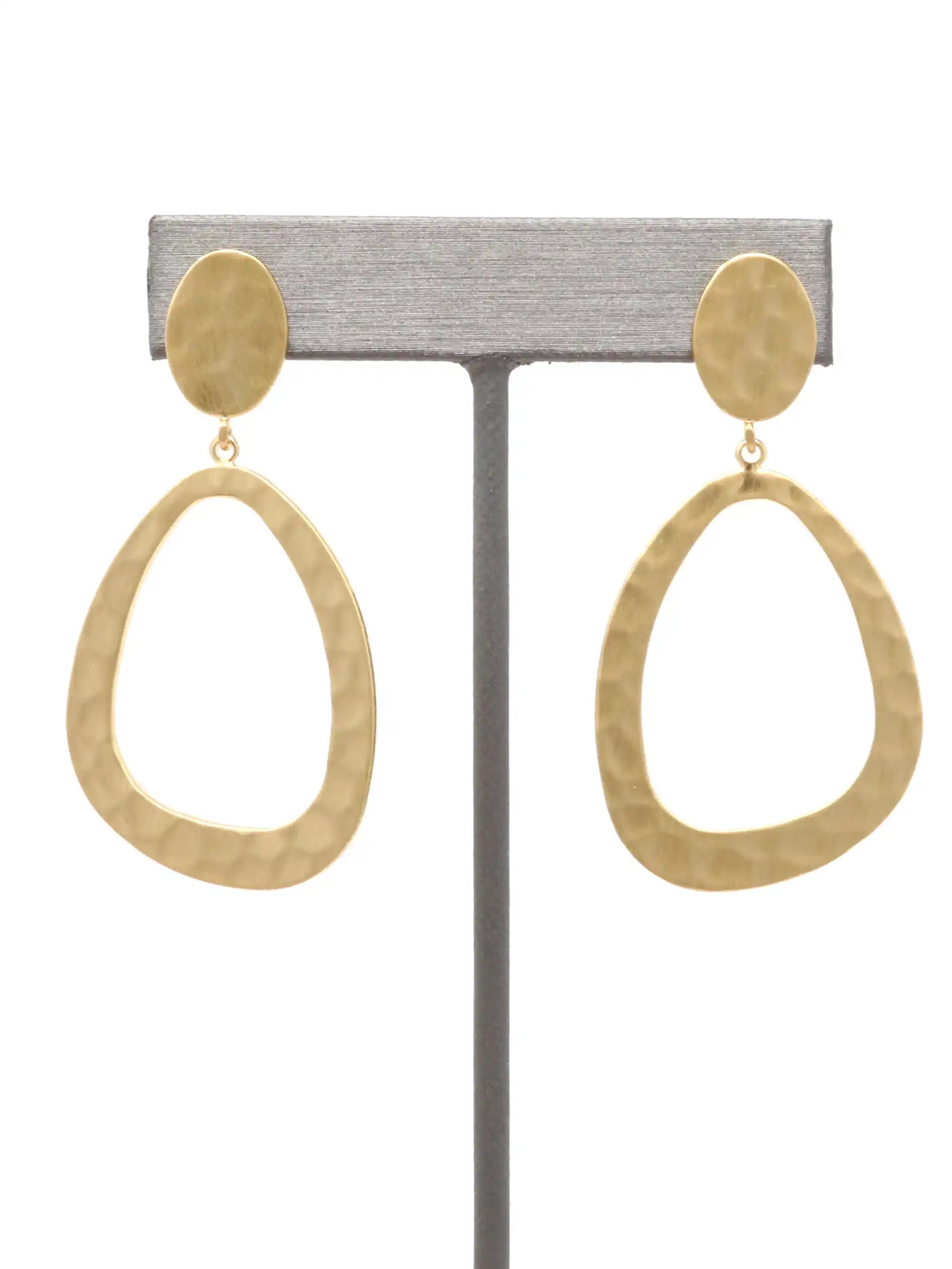 Hammered Open Teardrop Dangle Earrings