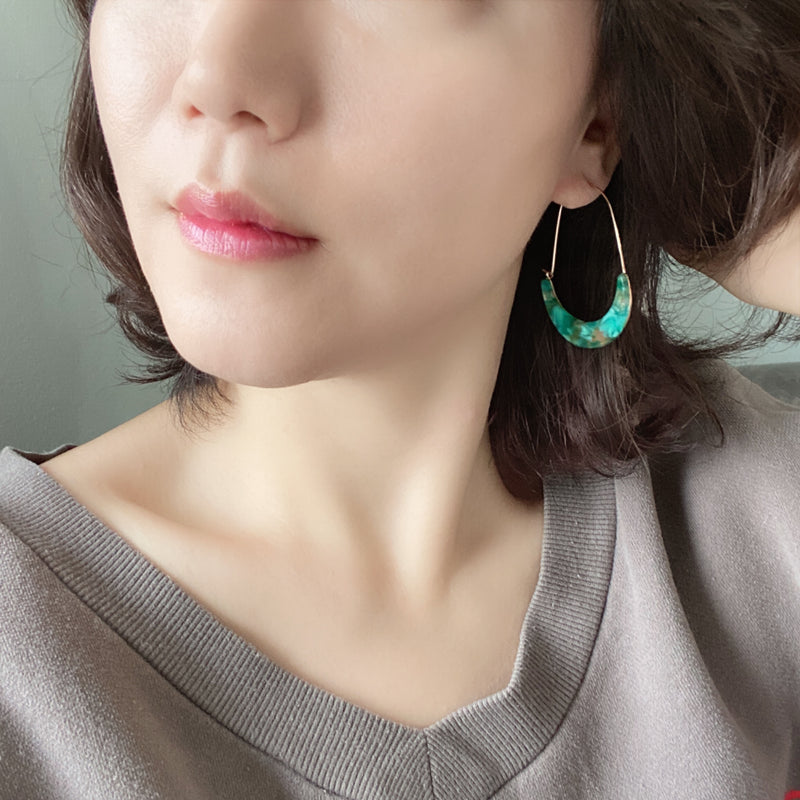 Crescent Resin Hoop Earrings