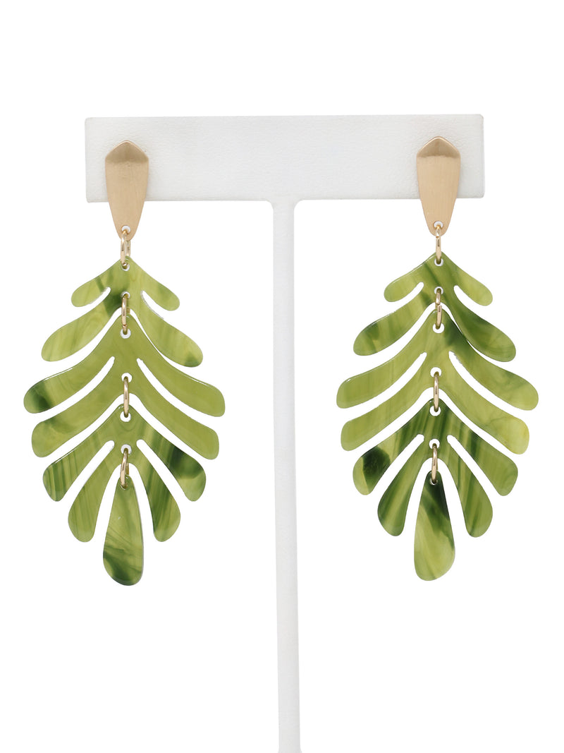 Leaf Resin Statement Earrings