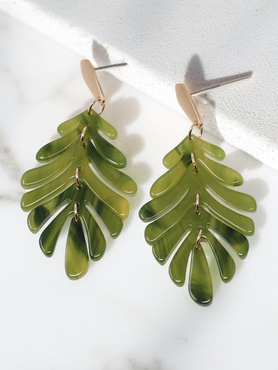 Leaf Resin Statement Earrings