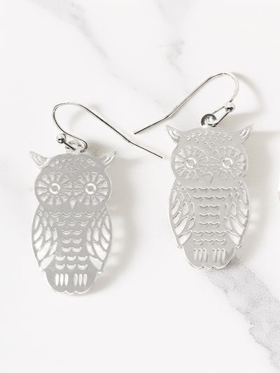 Lightweight Small Filigree Owl Earrings