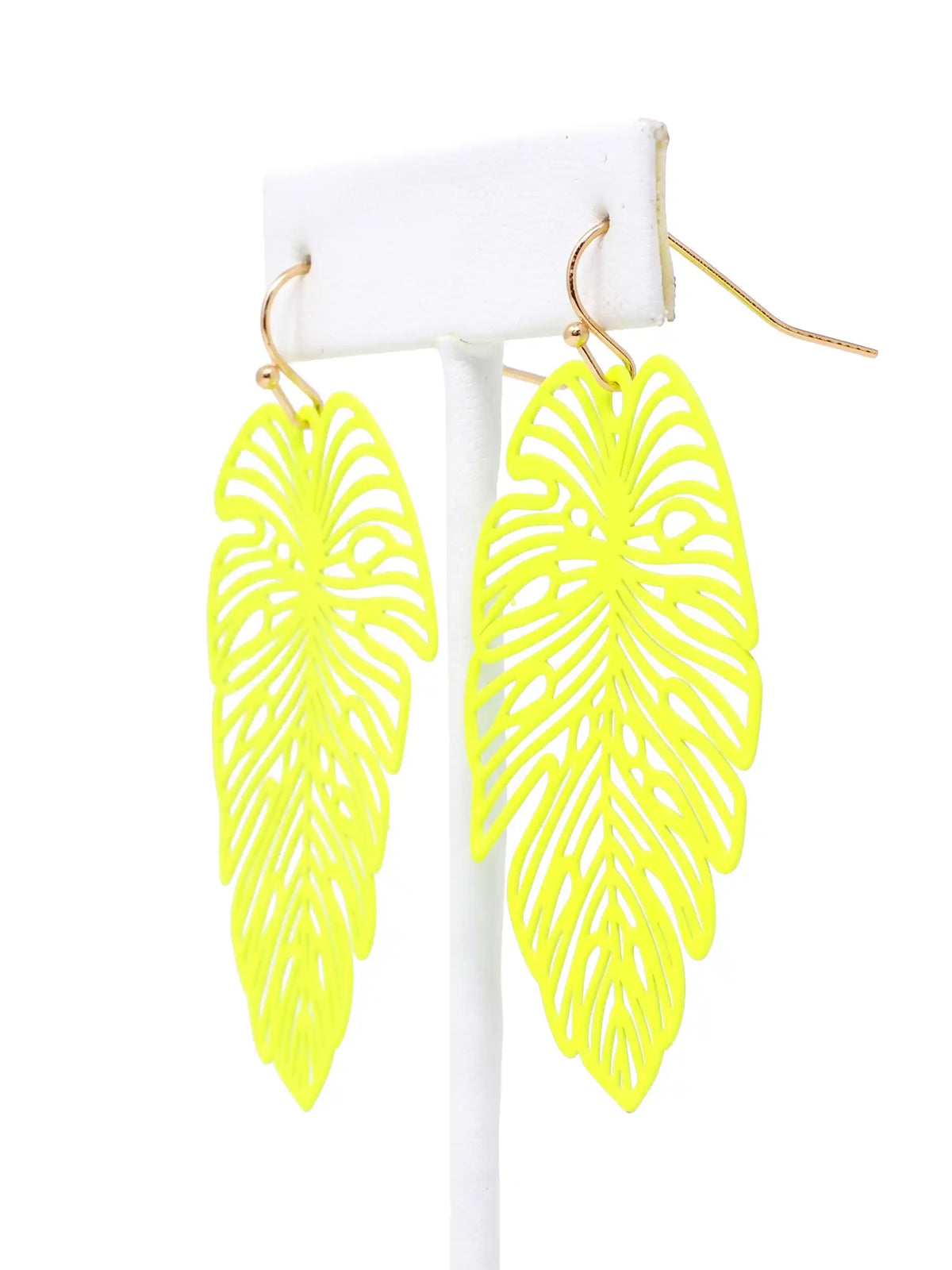 Neon Leaf Drop Earrings