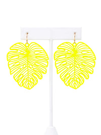 Neon Leaf Drop Earrings