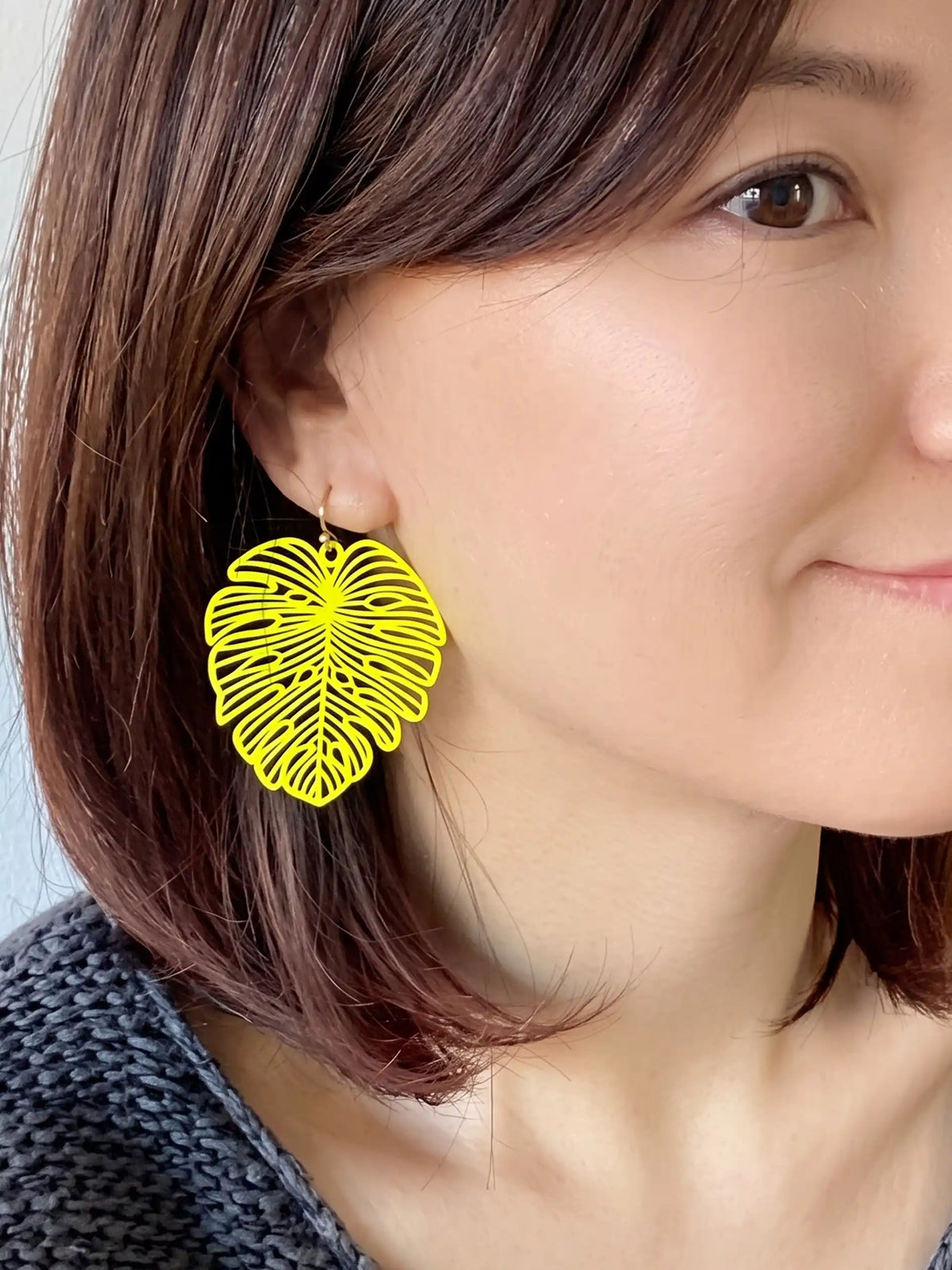 Neon Leaf Drop Earrings