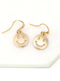 Smiley Face Drop Fish Hook Earrings