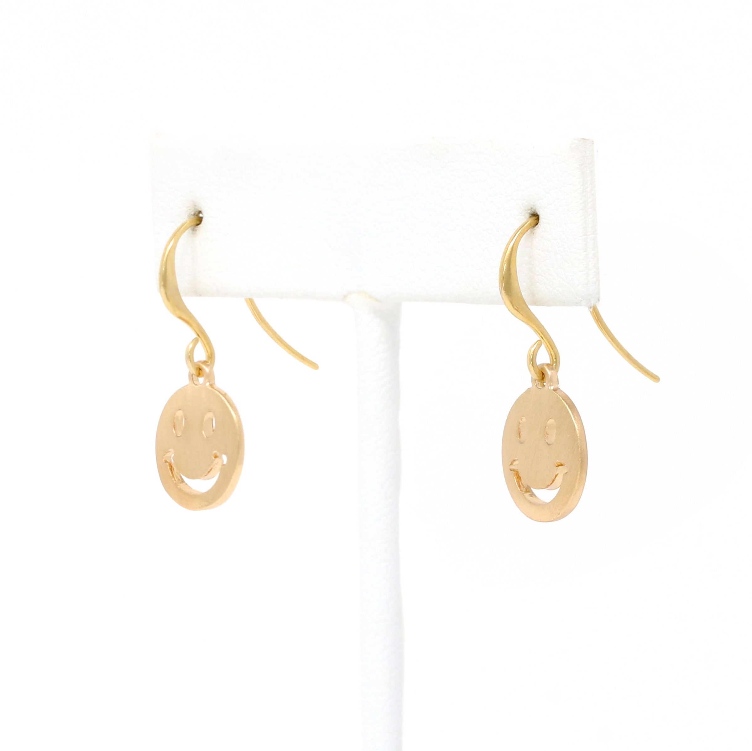 Smiley Face Drop Fish Hook Earrings