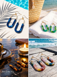 Unique Oval Resin Drop Earrings