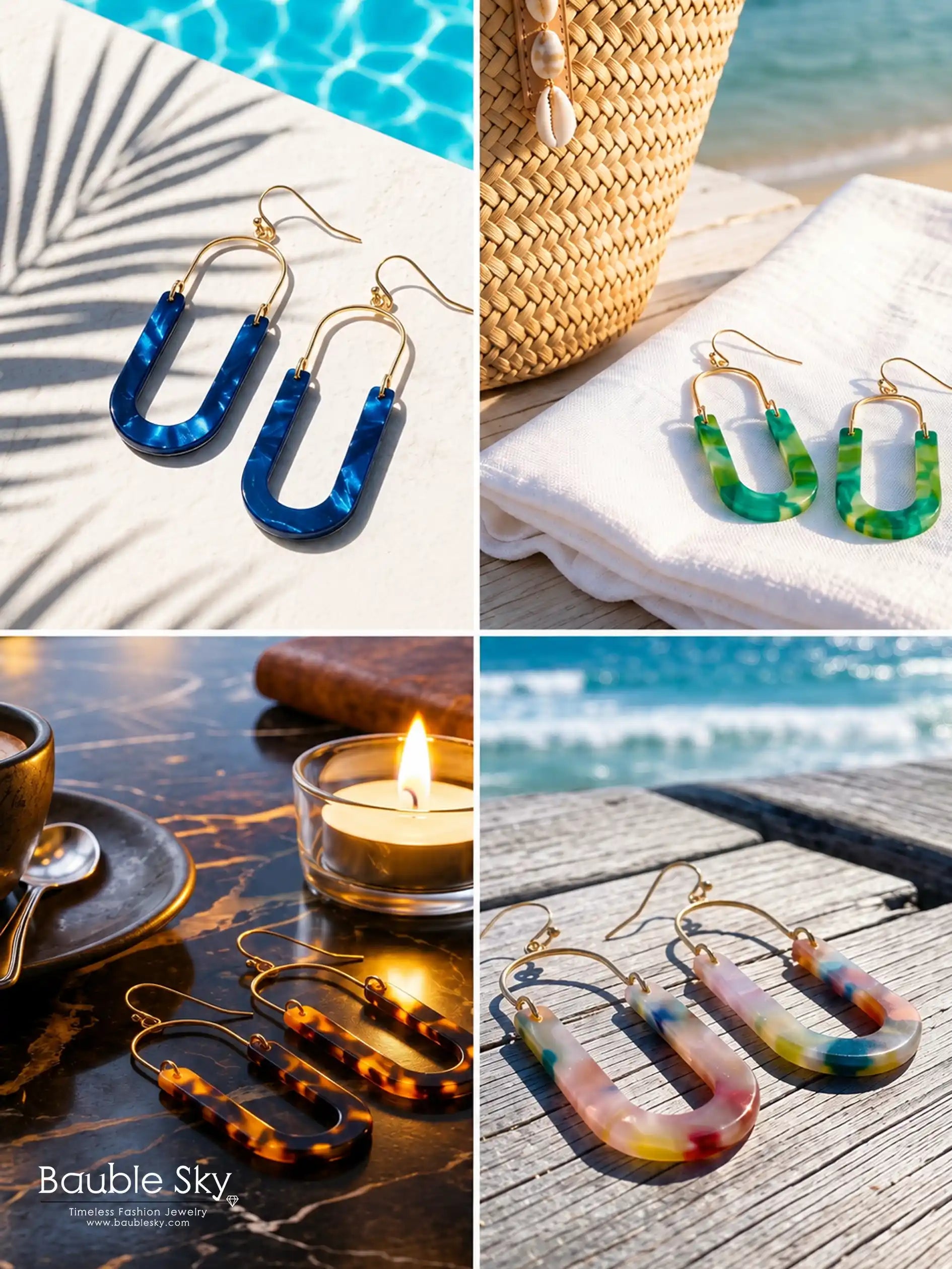 Unique Oval Resin Drop Earrings