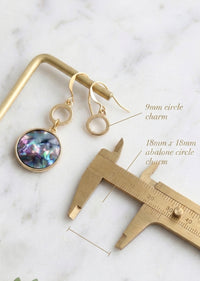 Modern Circle Abalone Drop Earrings