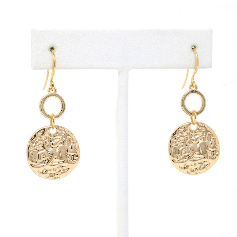 Hammered Circle Dangle Earrings