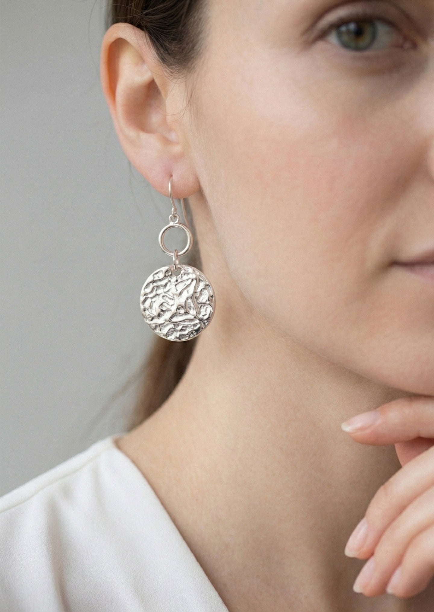 Hammered Circle Dangle Earrings