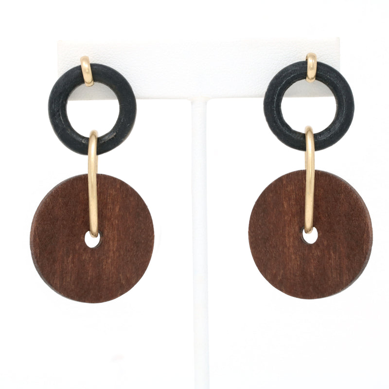 Boho Wooden Circle Drop Earrings