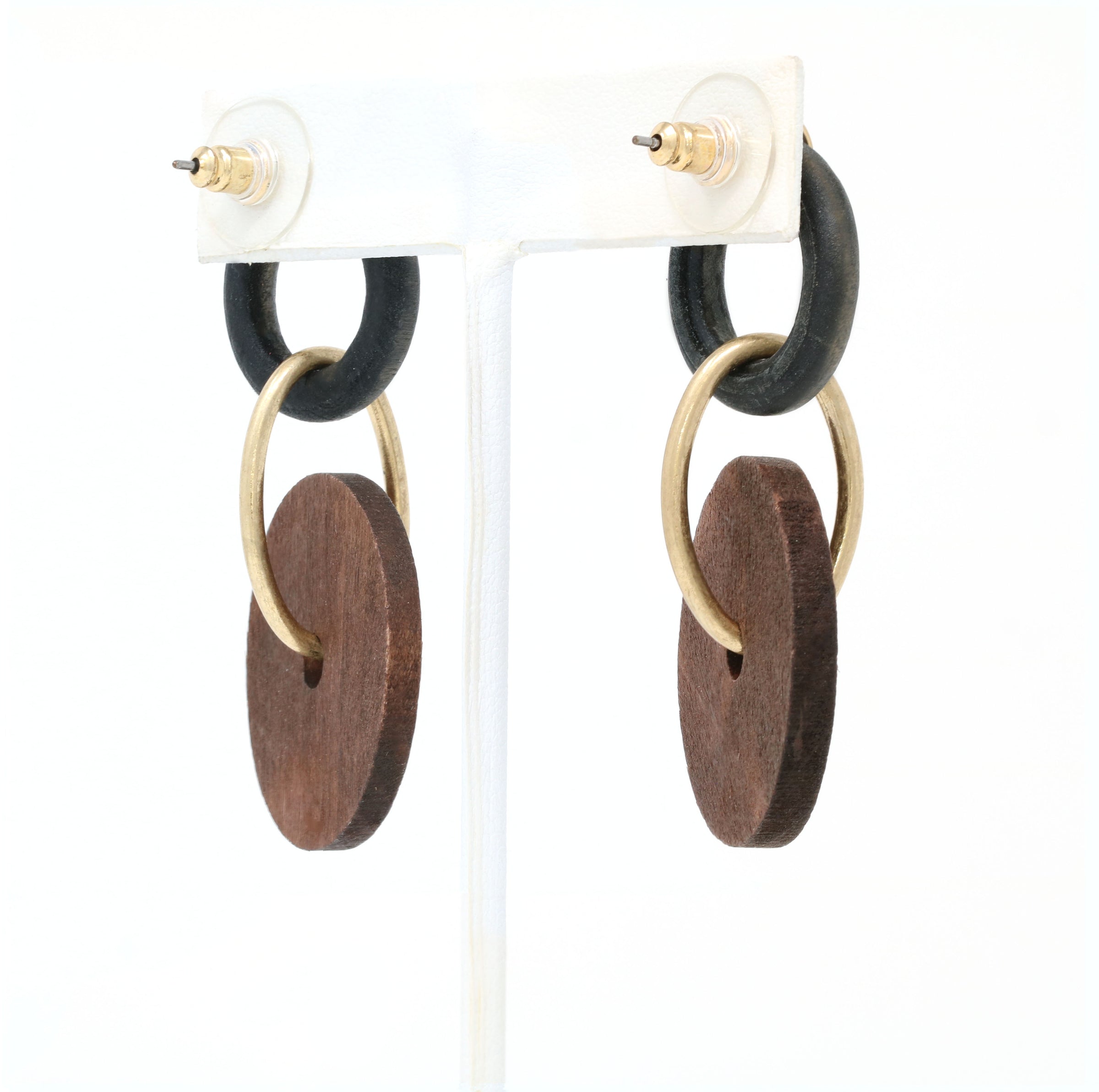 Boho Wooden Circle Drop Earrings