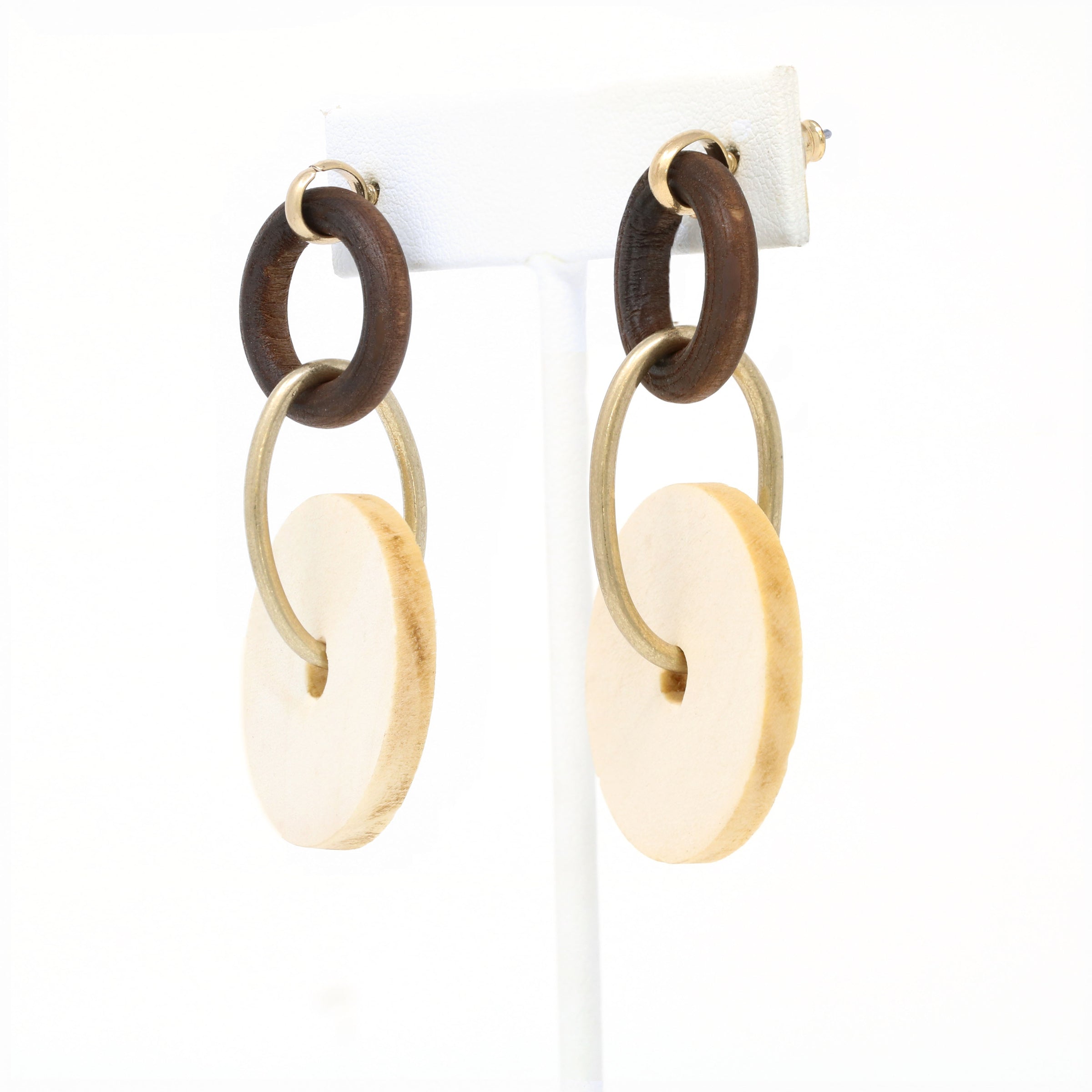 Boho Wooden Circle Drop Earrings