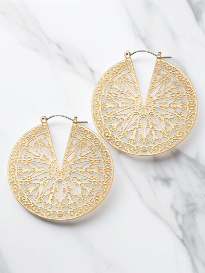Lightweight Circle Filigree Hoop Earrings