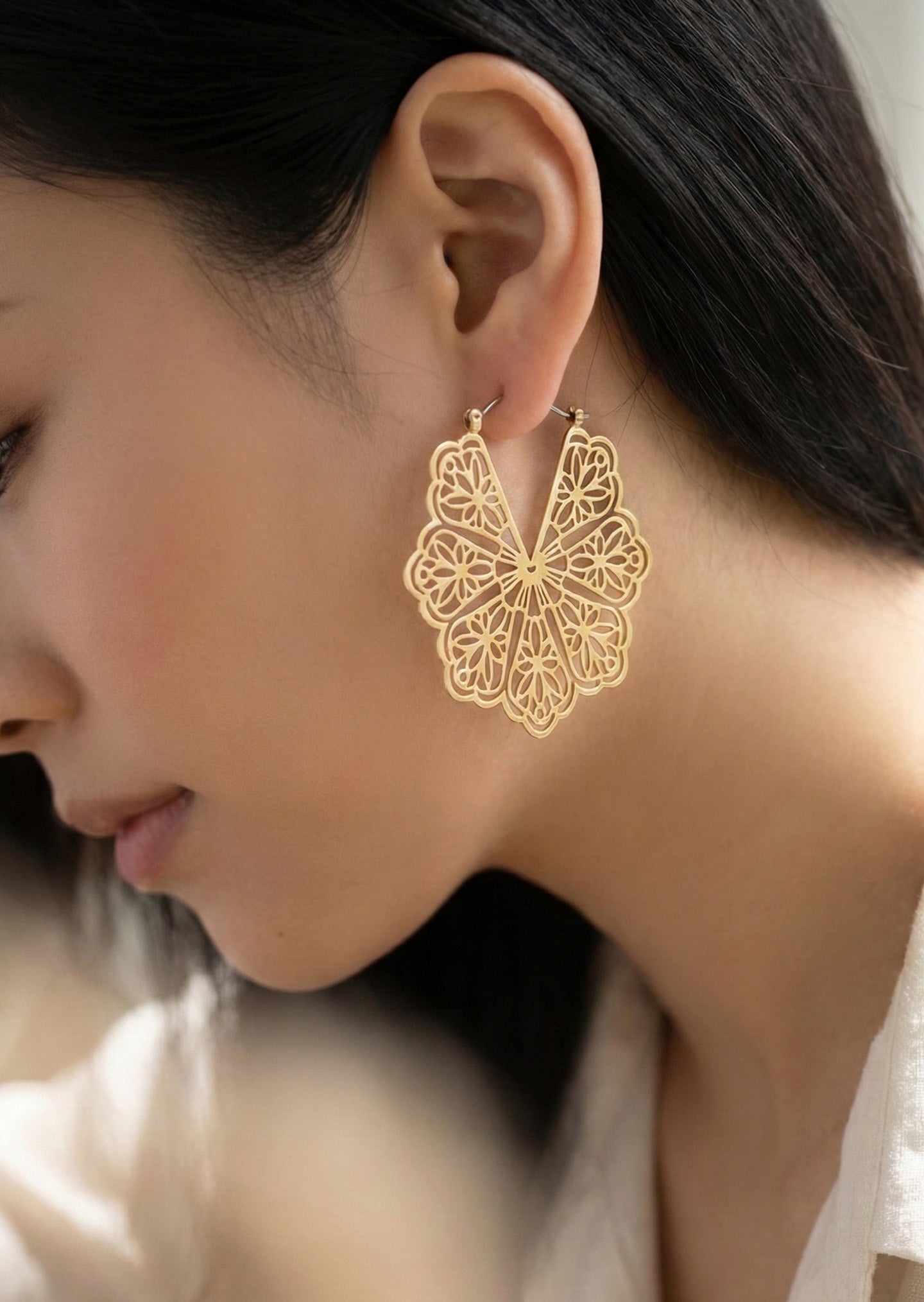 Floral Filigree Hoop Earrings
