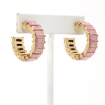 Baguette Opal Glass Stone Hoops