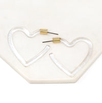 Heart Lucite Clear Hoops