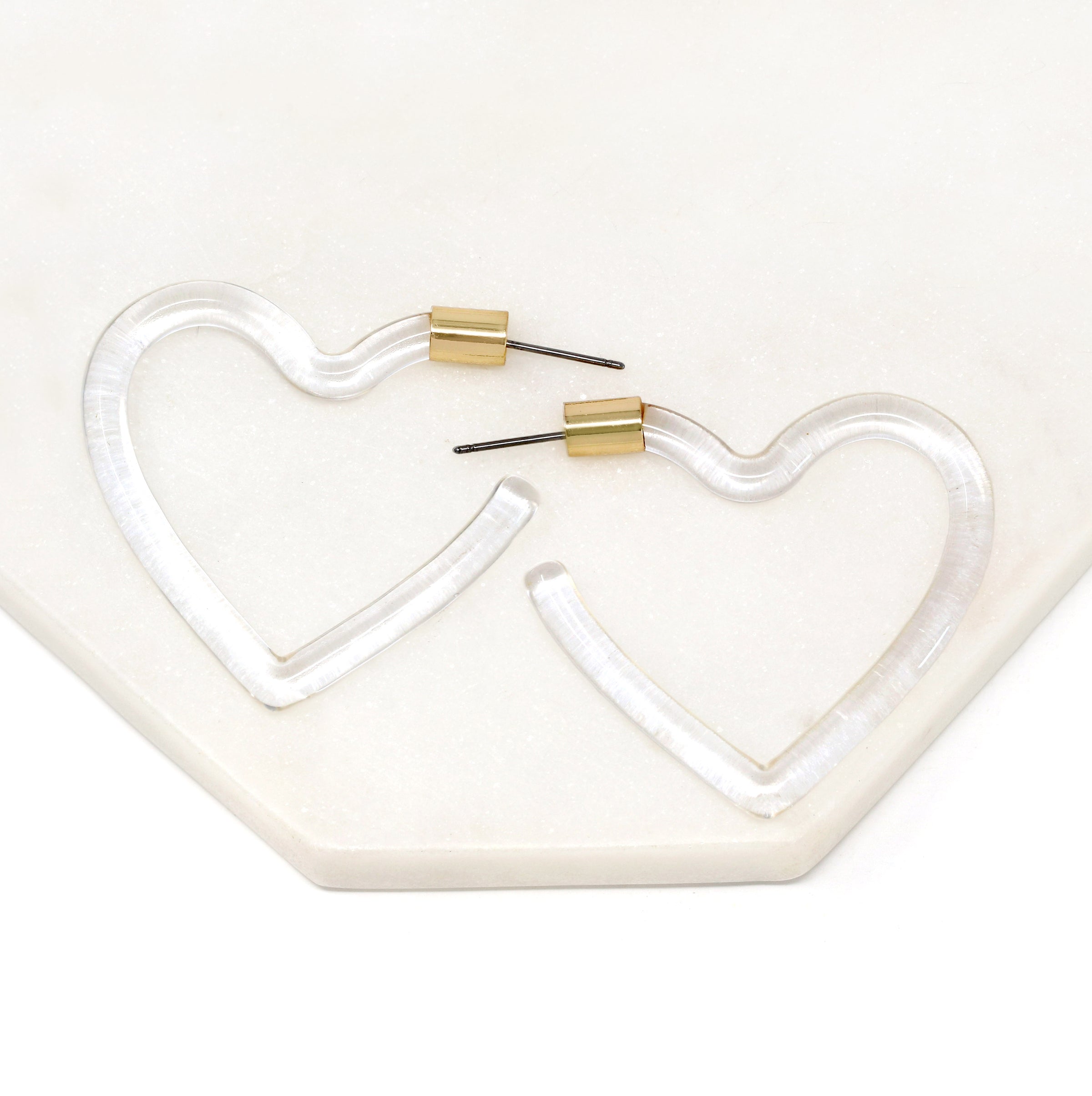 Heart Lucite Clear Hoops