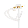 A pari of heart shaped hoop earrings feature a sleek and polished transparent resin that catches the light beautifully.