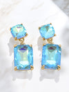 Neon Rectangle Glass Stone Drop Earrings