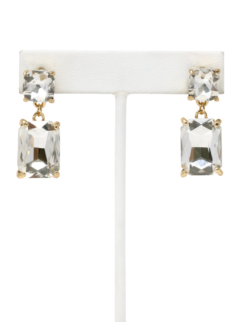 Neon Rectangle Glass Stone Drop Earrings